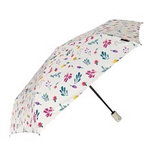 Taske Paraply m/automatik hvid med blomster